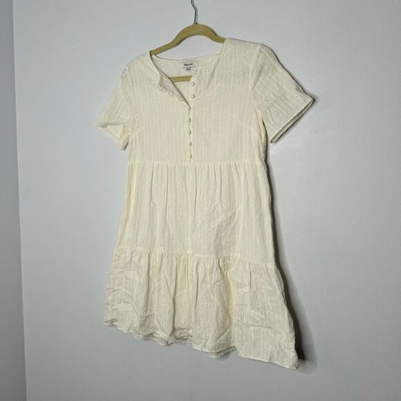 Madewell Embroidered Eyelet Button-Front Tiered Mini Dress size XXS - Picture 3 of 7
